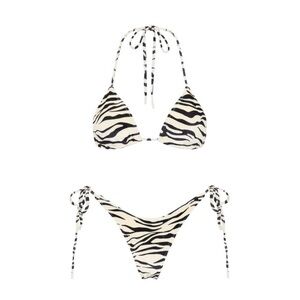 TRAINGL ZEBRA VELVET BIKINI - XS